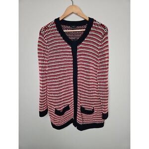 Talbots Cardigan Sweater Jacket 1X Cotton Snap Classic Preppy Nautical Coastal